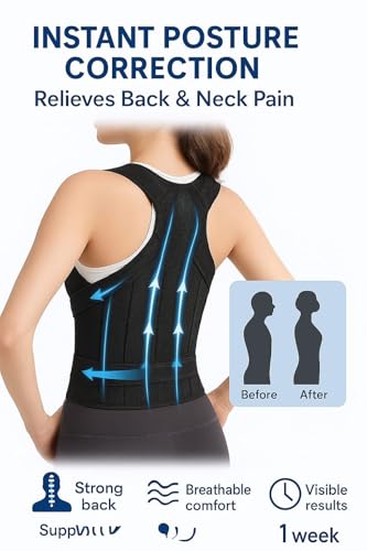 Corrector posture for Women,Back brace, Black, Adjustable Shoulder Support, Upper Lower Back Pain Relief, (Medium) - Image 3