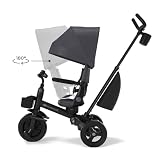 Kinderkraft AVEO 2 PRO Tricycle 6 in 1, CLICK&TWIST Rotating Seat, Reclining Both Directions, Foldable Compact Frame, UPF50+ Canopy, Freewheel, 9 Months to 5 Years, Grey - 7