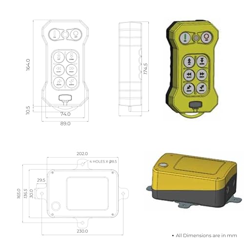 Image of SRP 6-Button Wireless Remote Control for Crane & Hoist | Single Speed | Electric Lifts & Hoists | ROBUSTRONIC Series | 220V AC