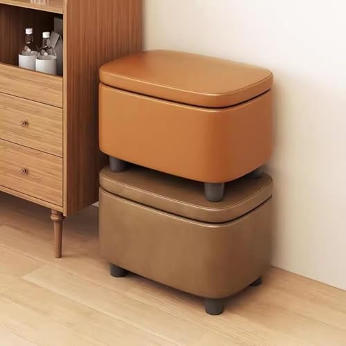 Tabouret de rangement en bois et pouf coffre jouets cuir - 3