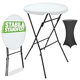 Casaria&reg; Stehtisch mit Husse Anthrazit 72cm Set Klappbar Bistrotisch Rund 110cm Hoch Outdoor Klapptisch Wetterfest Garten Partytisch Bartisch Hochzeit