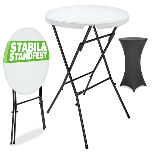 Casaria® Stehtisch mit Husse Anthrazit 72cm Set Klappbar Bistrotisch Rund 110cm Hoch Outdoor Klapptisch Wetterfest Garten Partytisch Bartisch Hochzeit