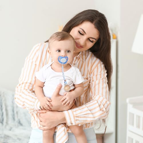 Image of 32 Pieces Natural Beech Wood Pacifier Clips Charm DIY Pacifier Holder Clips Teething Grasping Toy Suspender Clips for Pacifier Chain Accessory