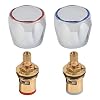 JAOMON Wasserhahn Griff Ersatz Standard Hot & Cold Tap Ventiloberteil rot und blau Top paarweise Griff wasserhahn doppelte Metall Armaturenbauteile Ventil-Oberteil Waschtischarmaturen 2*Spule 2*Griff
