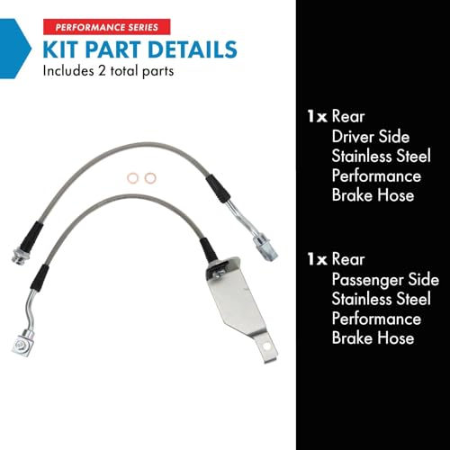 Image of TRQ Performance Rear Performance Brake Hose Set Compatible with Chevrolet GMC