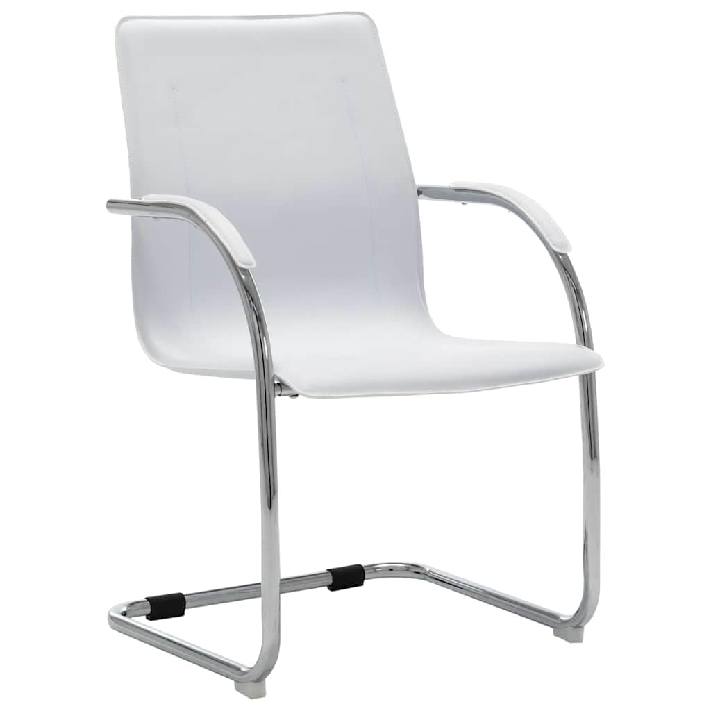 Sedia da ufficio cantilever in ecopelle bianca
