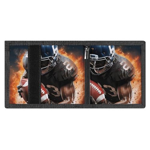 Cool American Football Trifold Wallet for Men - Money Clip Slim Wallets with Multiple Card Slots Minimalist Small Front Pocket Wallet for Everyday Carry4