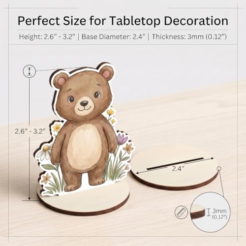 Image of Woodland Baby Shower Decorations 12Pcs Wood Centerpieces for Table Decor | Sturdy 3mm Wood Woodland Animals Baby Shower Decorations, Stable Table Centerpieces for Forest Theme Birthday Party Decor