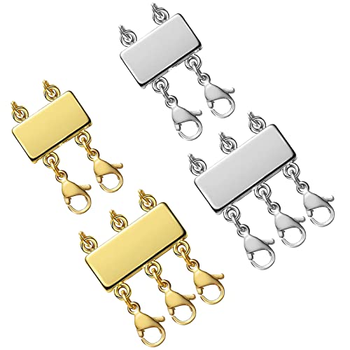 Collares, Video On Demand Qulltk - 2 cierres magnéticos para collar en capas, cierre de múltiples hebras para joyas, separador dorado y plata para collares apilables, cadenas