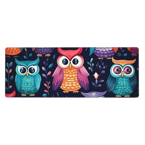 Grand tapis de souris chouette 80x30cm bureau caoutchouc antidérapant