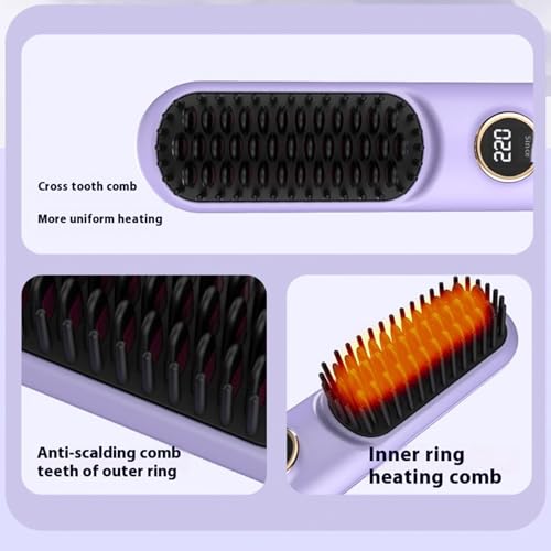 Herramienta portátil para cabello con pantalla digital de calor y diseño liviano para fácil uso y viaje, cepillo alisador de cabello miniatura 3