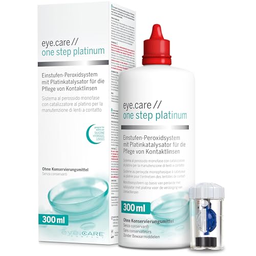 Eye.care platinum solution Peroxidreiniger mit Platinkatalysator zur Desinfektion von weichen und harten Kontaktlinsen. Ohne Konservierungsmittel inkl. Behälter 300 ml