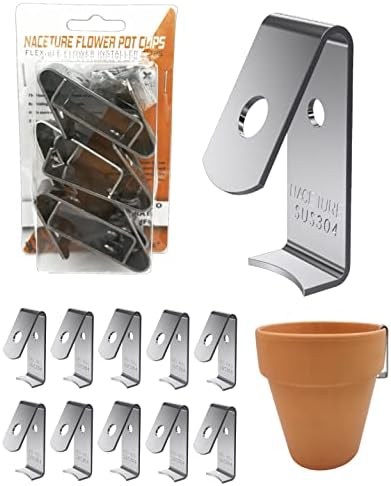 NACETURE 12 Pack Stainless Steel Plant Hangers Flower Pot Clips -...