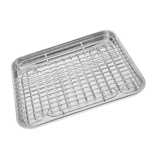 LABRIMP 1Juego Bandeja para Hornear con Rejilla Inoxidable para Asar y Drenar Aceite para Horno y Cocina y Práctico