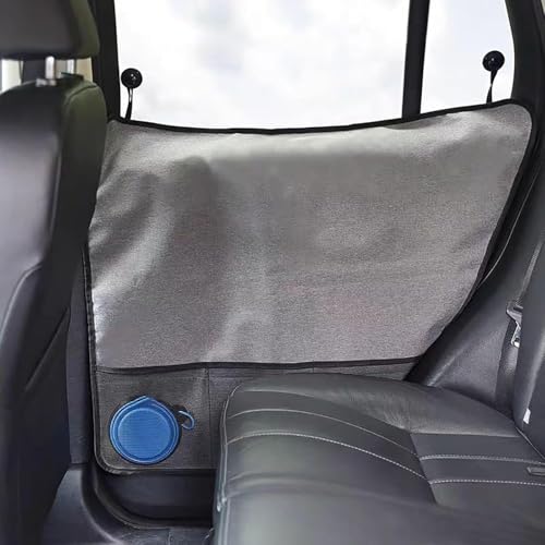 ペットドアプロテクター 2枚組 犬猫対応 ガラス溝差し込み 吸盤クリップ二重固定 77cm×64cm 収納ポケット付き 撥水OX素材 車内保護 ブラック グレー (ブラック)