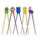 Training chopsticks for kids adults and beginners - 5 Pairs chopstick set with attachable learning chopstick helper - right or left handed