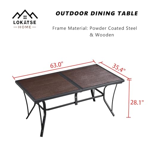 Image of LOKATSE HOME Outdoor Dining Table Patio Metal Rectangular for Lawn, Backyard, Garden