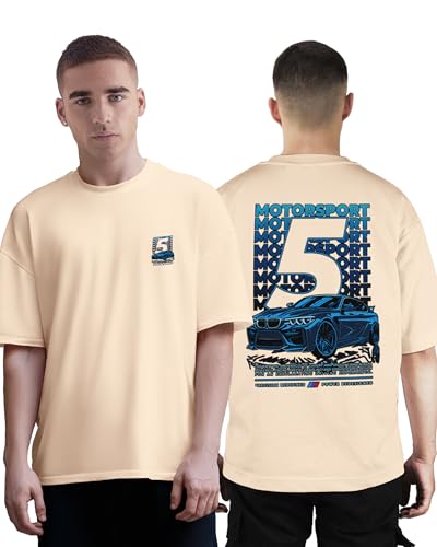 Image of Buy That Trendz Mens Oversized Tshirt 5 Motorsport Printed Crew Neck Cotton Drop Shoulder Half Sleeve Stylish Tshirt