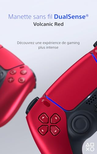 Playstation Sony, Manette 5 officielle DualSense, Sans fil, Batterie rechargeable, Bluetooth, Compatible avec PS5 et PC, Couleur : Volcanic Red