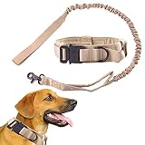 Doble protección: este collar de perro es fácil de poner y quitar con cierre de velcro y hebilla de metal. Después de usarla, puedes bloquear la hebilla del cinturón para una doble protección para que tu perro no se rompa. Al mismo tiempo, el collar también está equipado con un asa, el mango de control puede agarrar fácilmente a tu perro del collar del perro, es más cómodo para ti poner la correa