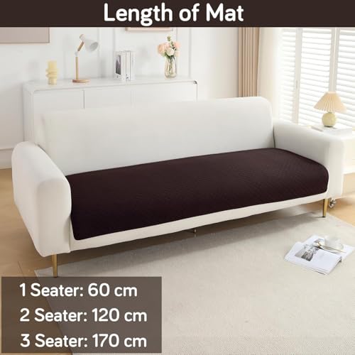 Image of HOKIPO Quilted 2 Seater Sofa Cover Seat Mat, Dark Brown (NEW-IN-720-DBR)