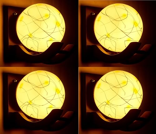 Image of Traditional Indoor Wall Light Wall Lamp Wood Light for Home Decoration,Living Room,Indoor Outdoor (Brown) Globe Shape Wooden 5 to 80 Watts E27 Holder(Bulb not Included) Pack of 4