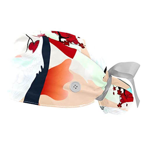Casquettes de travail ajustables anti transpirantes JDEZ à motif fleuri asiatique