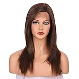 Onedor 22 Inch Premium Japanese High-Temperature Fiber Synthetic Hair 130% Density Straight Lace Front Long Wigs (RL6/8)