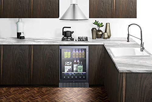 Summit Scr2466B 24 Inch 4.2 Cu. Ft. Capacity Freestanding Or Built In Glass Door Beverage Center With Reversible Door, Lock, 4 Shelves, Reversible Door Hinge, Factory Installed Lock, Cfc Free, Comme #TOP6