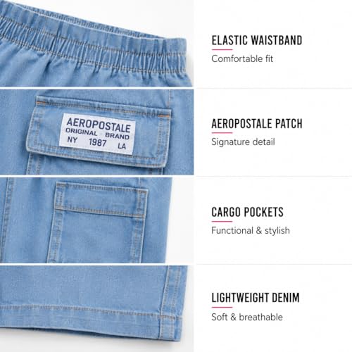 Image of AEROPOSTALE Girls Shorts Set - 2 Piece Soft Short Sleeve Graphic Tees and Twill or Denim Shorts Summer Outfits for Girls