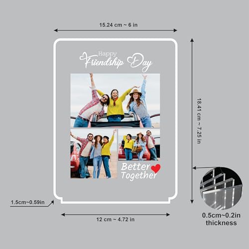 Image of Giftplease Customized LED Light Photo Frame for Friends | Personalized Lamp with Friendship Quote | Best Friend Gift for Birthday, Farewell, Friendship Day | Tabletop Frame 6x7.25 Inch FR 10