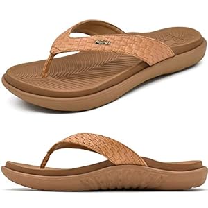 Kuailu Flip flops voor dames, yogamat, comfortabel, wandelen, teenslippers, ondersteuning voetboog plantaire fasciitis, binnen en buiten, zomer