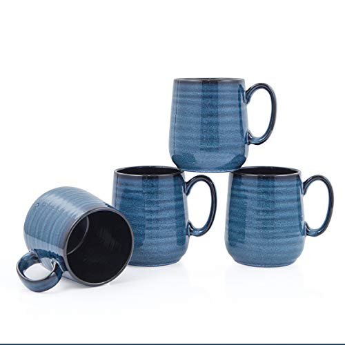 Hasense Coffee Mugs Set 12 Ounce Porcelain Mug Set of 4 with Handle for Coffee Tea and Cocoa Navy