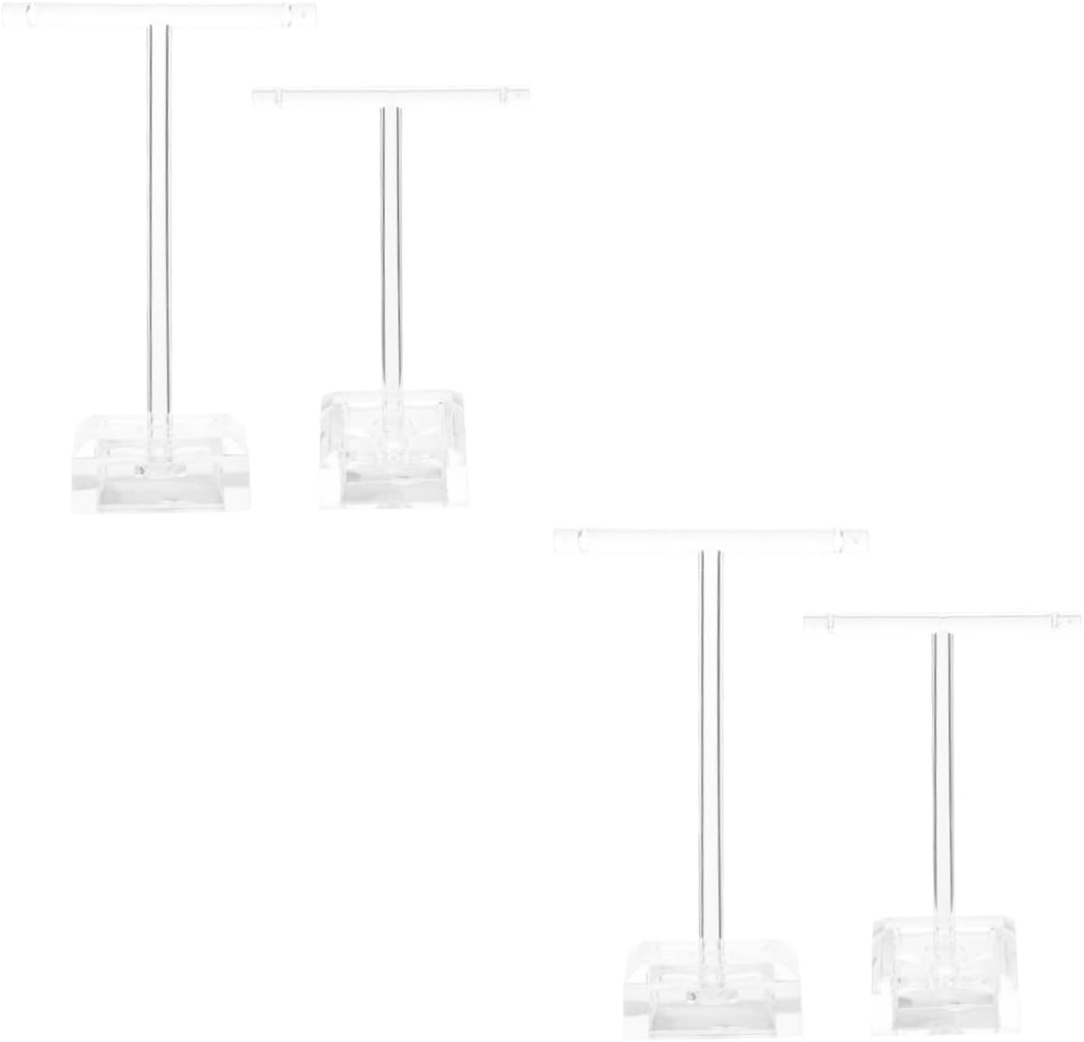 KOMBIUDA 4pcs Acrylic T-shaped Jewelry Display Stand for Earrings and Headbands Organizer for Necklaces Bracelets and Accessories for Home Decor and Gifting