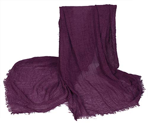 Image of Iba & Isba Women's Plain Crinkled Scarves, Stoles, Hijab (76 x 36 inch)