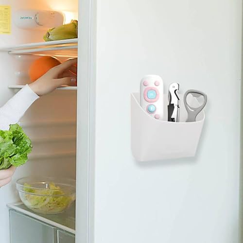 LncBoc Magnetic Storage Organizer for Refrigerator: Fridge Silicone Organizer Storage Bag Non-drilling & No Glue, Organizer Hanging Storage Containers for Fridge Kitchen Office(white)