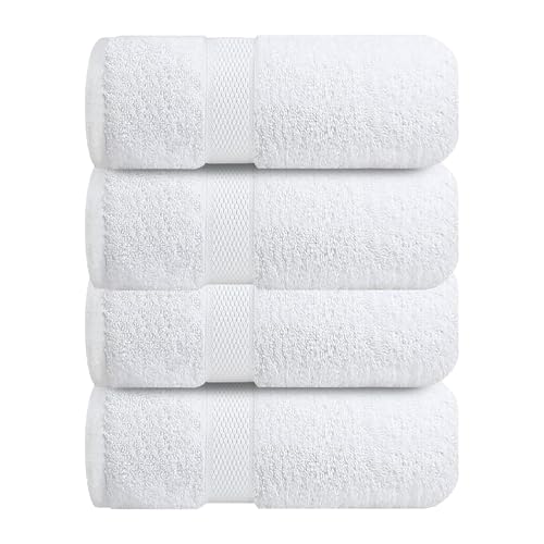 Image of Sulfar 100% Combed Cotton, Quick Drying Highly Absorbent, Luxury Hand Towel Set (Pack of 4, 40 X 70 cm) White