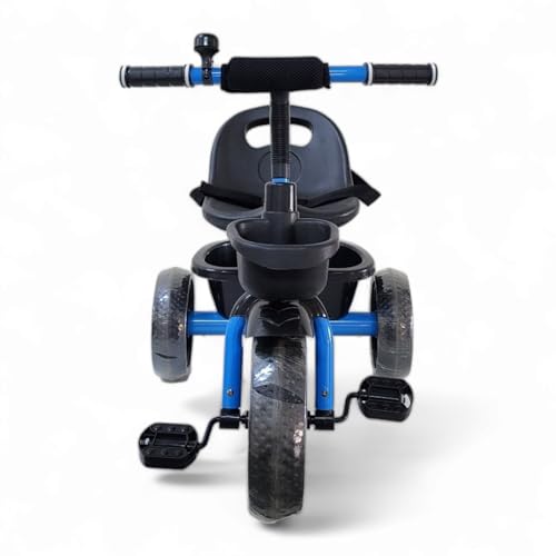 Image of MEKASHI T-001RW Plug N Play Kids Trike /Baby Tricycle, Big Size Storage Basket, Bell, Comfortable Seat with Seat Belt, 12 to 48 Months, Load Upto 35Kg, Easy Assembly, Heavy Guage Steel Frame, Blue