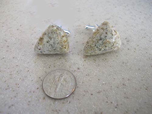 Mancuernas para hombre con jaspe crema y amarillo en forma triangular miniatura 3
