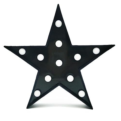 QIAOIDEA 4th of July Patriotic Independence Day Star Decoration, Marquee Light LED Star Sign, Black, 10.5 inches by 1.75 inches
