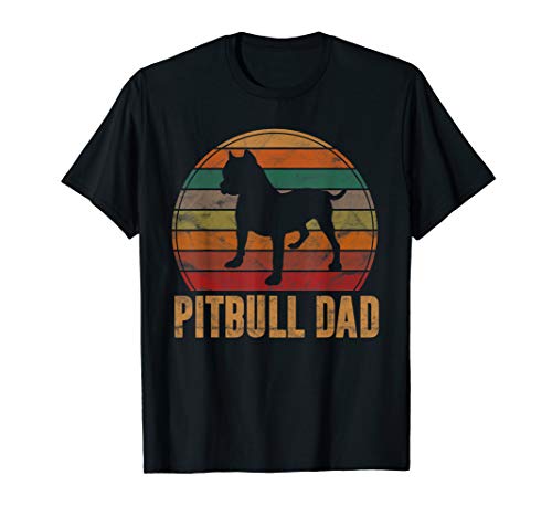 Retro Pitbull Dad Gift Dog Lover Pet Daddy Pit bull Father T-Shirt