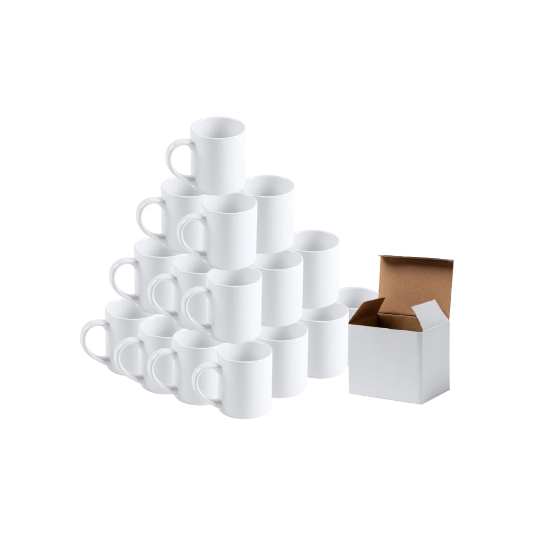 Genérico Tazas de Cerámica Blancas 250 ml, Recubiertas de Polímero para Sublimación, Juego de 24, con Cajas