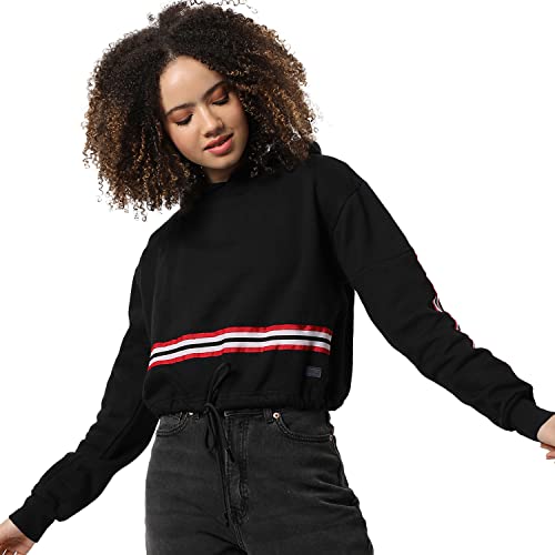 Image of PINACOLADA Women's Double Striped Hoodie with Ribbed Hem for Casual Wear | Hooded Neck | Long Sleeve | Pull On Closure | Cotton Sweatshirt Crafted with Comfort Fit for Everyday Wear