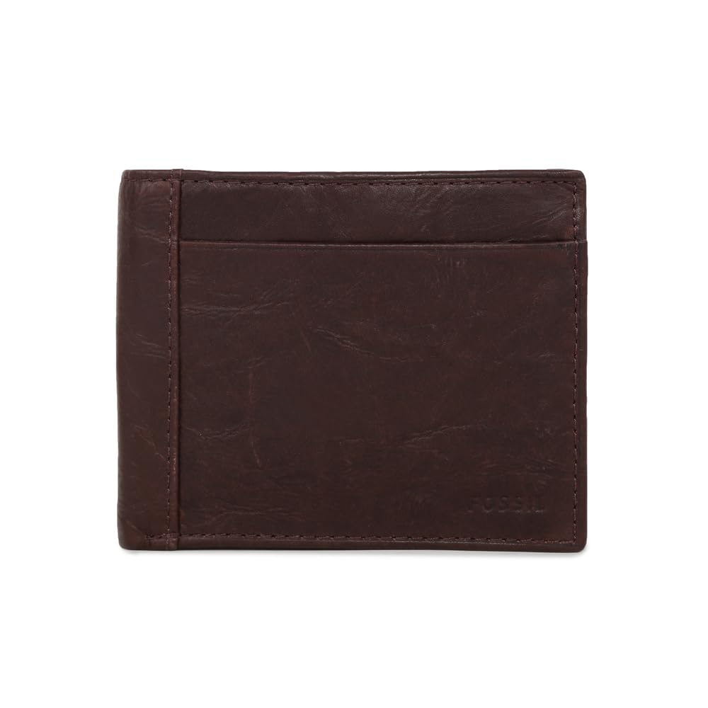 Fossil Wallet for Men Neel, Leather Bifold brown 11.4 cm L x 2.5 cm W x 9.5 cm H ML3890200