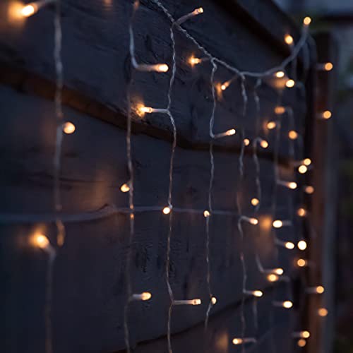 Gardenwize-192 LED Solar Powered Warm White LED Curtain Lights – Outdoor Fairy Lights, Solar String Lights with Battery Backup for Garden, Patio & Canopy Decor (GW285)