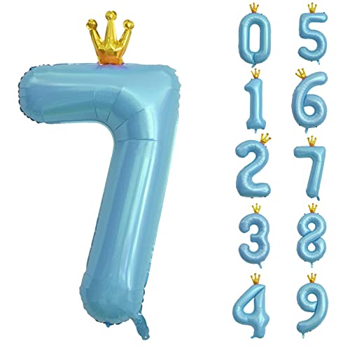 養楽堂 誕生日 数字バルーン 数字 王冠 40インチ 0-9 大きい 風船 セット バースデー パーティー デコレーション セット 飾り風船 パーティー お祝い 結婚式 記念日 お祝い 誕生日 飾り付け 子供 大人兼用 ブルー7