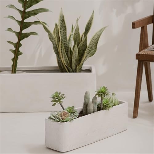 Jardinière rectangulaire longue grand pot de fleurs extérieur avec drainage - 5