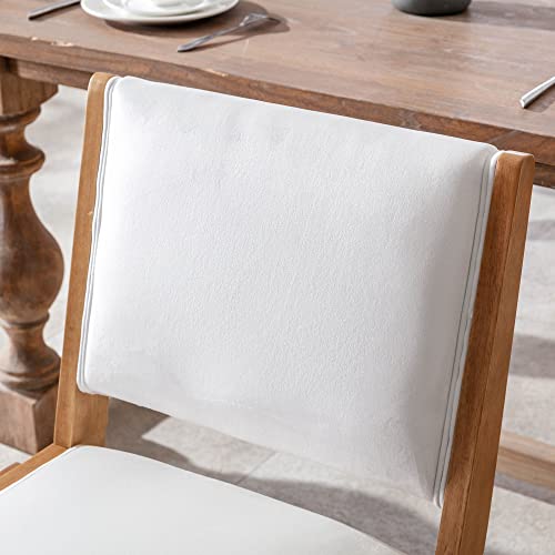 Vescasa Upholstered Dining Chairs With Wood Legs, Velvet Mid-Century Modern Padded Dining Chairs With Cushion Back For Dining Room, Kitchen, Set Of 2, White #TOP3