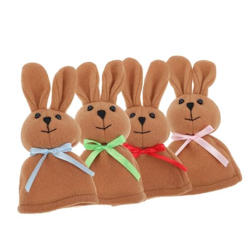 Gatuida 4pezzi Copriuovo Pasqua in Pile Copriposate Forma Coniglio Decorazione Pasquale e Riutilizzabile Protezione Posate Da Sporco