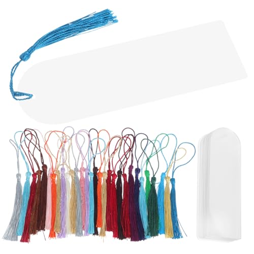 GALPADA クリアアクリルブックマーク タッセル付き 手作り用無地しおり 教師 女性 学生向け読書タグ 工作用ブックマーク大量